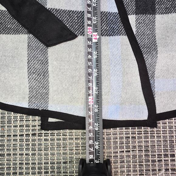 Favlux Fashion Poncho Womens Small Grey Plaid Wool Belt Equestrian Western Boho - Picture 7 of 12